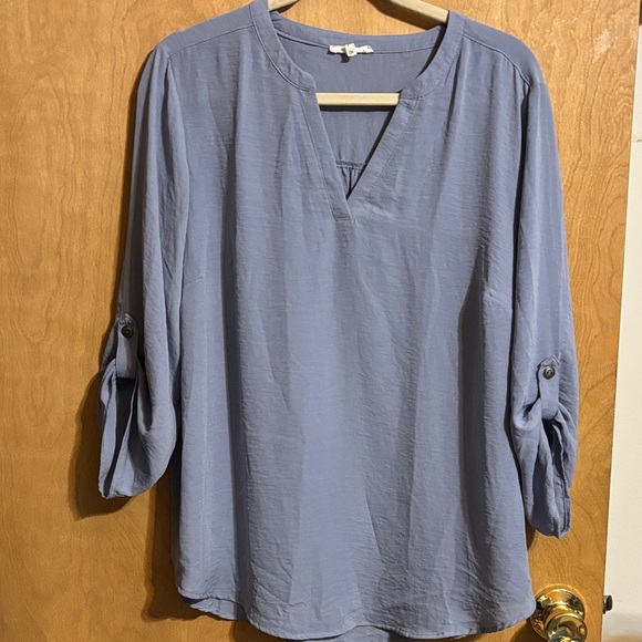 Maurices Tops - Maurices Slate Blue Split Neck Blouse